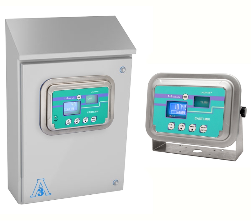 Il trasmettitore di peso igienico CASTL8I, con cassetta in acciaio INOX IP69K certificata  3-A Sanitary Standards