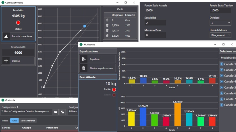 Una pantalla del software LAUMAS Instrument Manager para el control de indicadores y transmisores de peso LAUMAS