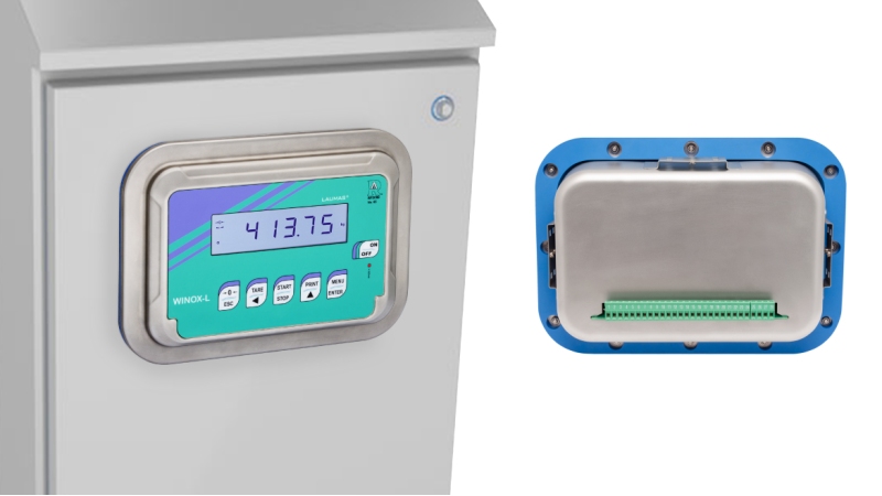 •	The LAUMAS WINOX L/R 3A weight indicator, certified to 3-A Sanitary Standards