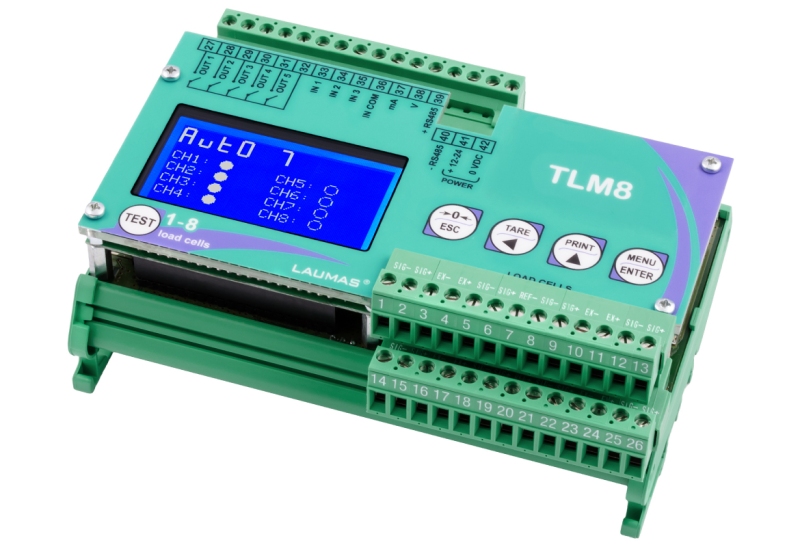 Trasmettitore di peso LAUMAS TLM8 con funzione di diagnostica integrata.