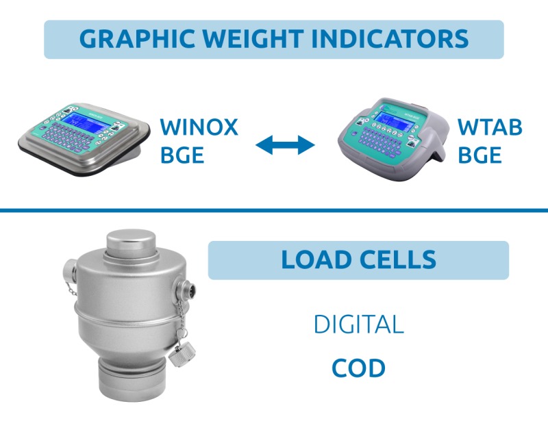 COD digital load cell and the WINOX BGE and WTAB BGE weight indicators for weighbridges