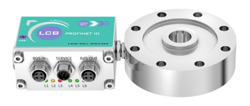 The LCB Profinet load cell weight digitizer, integrated on a compression and tension load cell